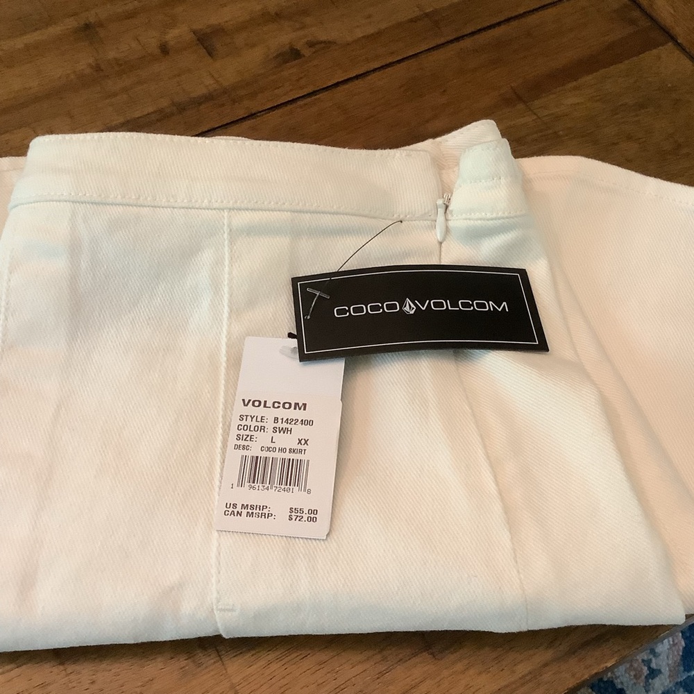 NWT Volcom Coco Pleated Women's Cream Skirt Cotton Sz Large - Picture 7 of 7